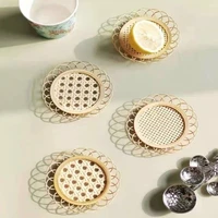 japanese style bamboo rattan coaster woven saucer bamboo handmade tea mat cup holder pad home decor serving tray kitchen tools