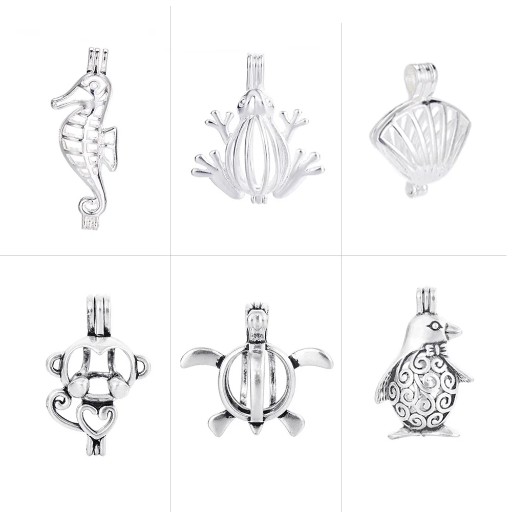 10 шт. винтажные посеребренные филигранные бронзовые морские ракушки клетка