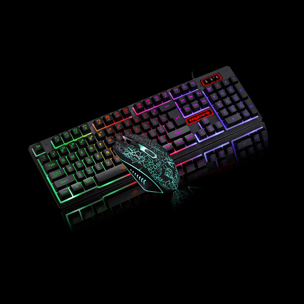 Arealer USB Проводная игровая клавиатура и мышь комбо Водонепроницаемая Радужная подсветка 2000 dpi для домашнего офиса