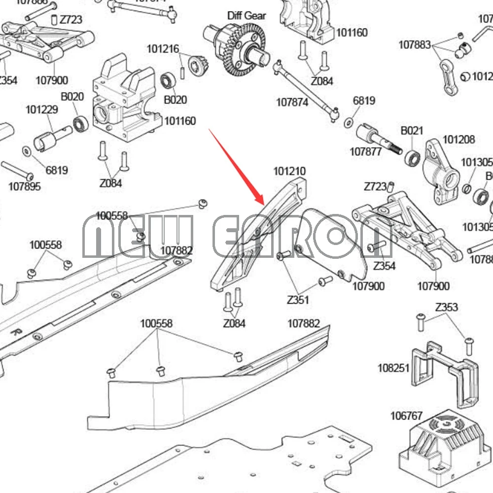 Новая Металлическая антигибочная пластина ENRON 108023 101210 Скоба для шасси RC Car 1/10 HPI WR8