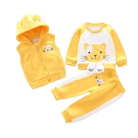 new children casual clothing autumn winter boys girls cartoon hooded vest t shirt pants 3pcsset toddler thicken tracksuit