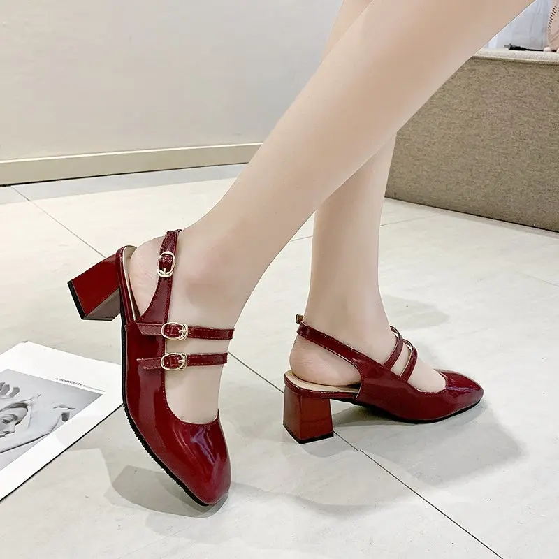 

Women's Sandals Women Dress Shoes Buckle Mary Janes Shoes Female Wedding Shoes Bridal Heels Pumps Black Shoes Zapatos De Mujer