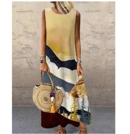 

Summer Long Dress 2021 Elegant Robe Dress Party Seeveless Dresses Women Casual Sunderss Vintage Maxi Dresses For Women