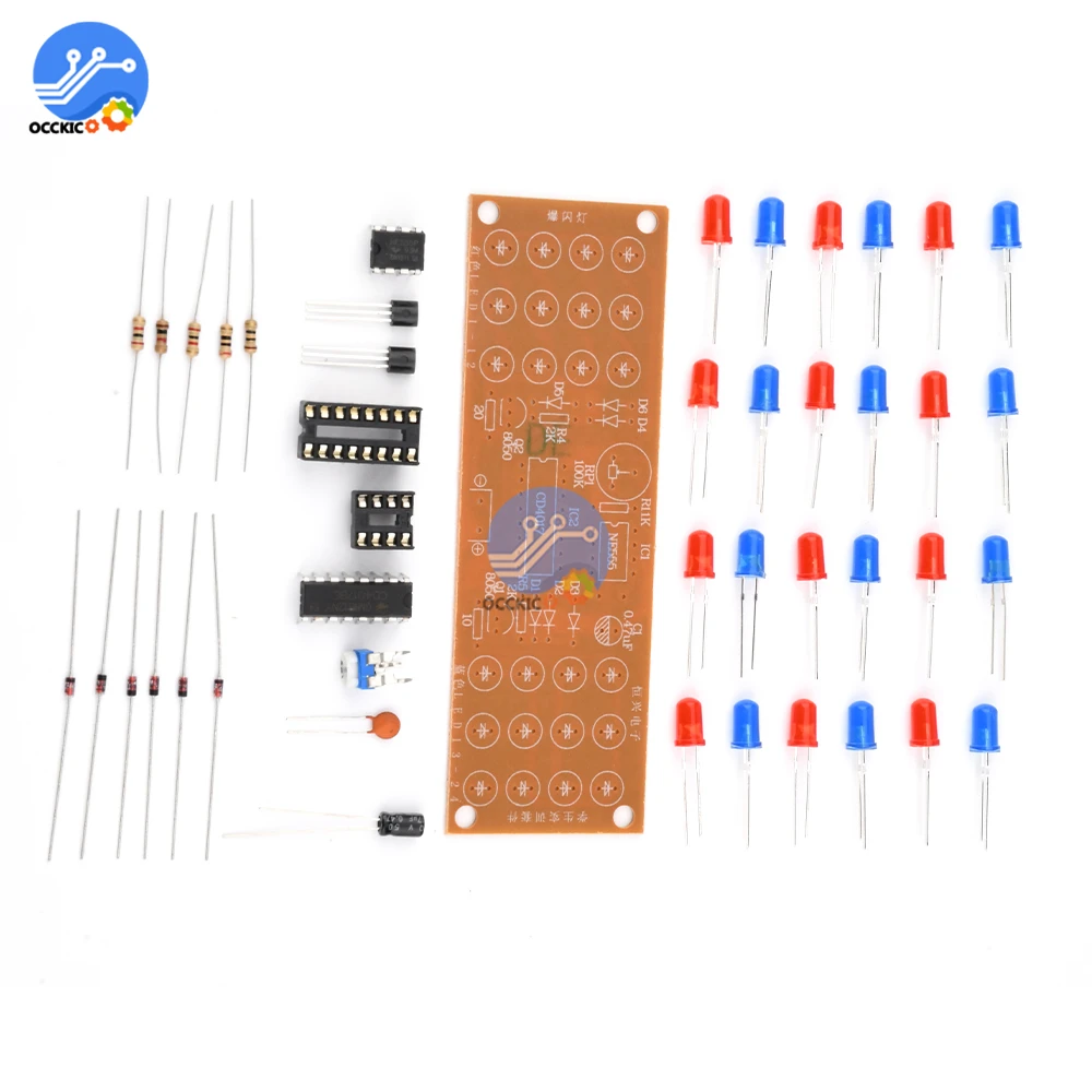 Набор светильников стробоскопических двухцветных красный синий NE555 + CD4017|suite| |