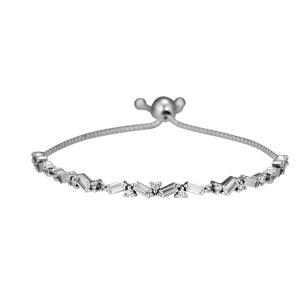 

100% 925 пробы серебряные украшения ледяная красота раздвижные Браслеты Бесплатная доставка