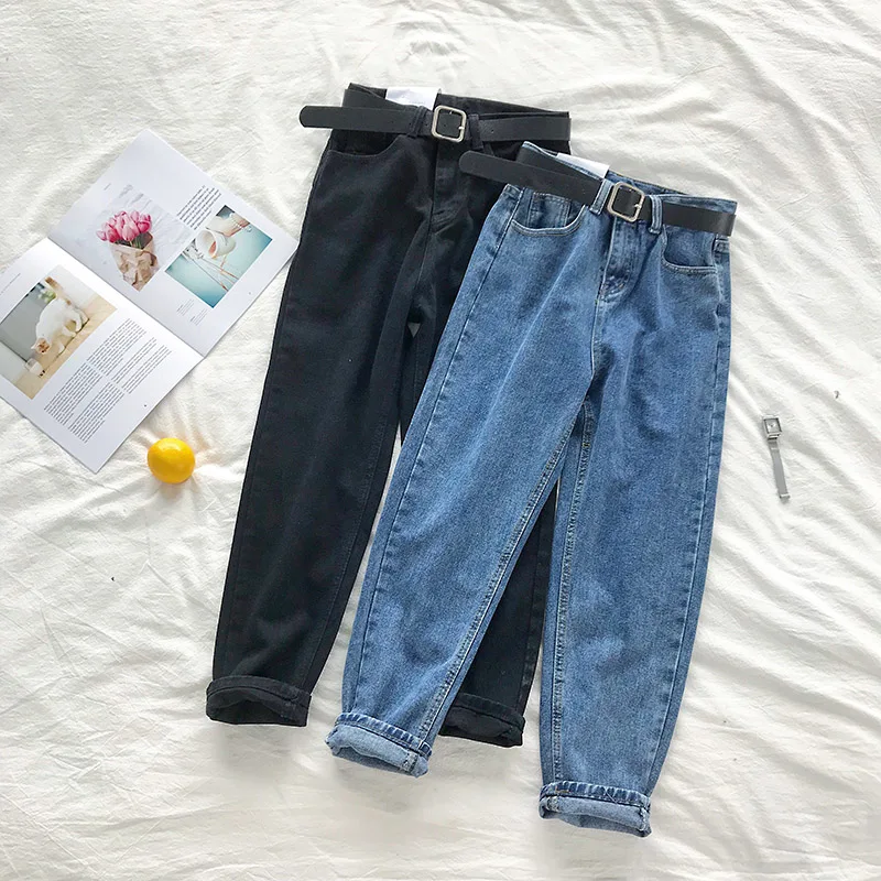 Gagarich Women Pants Autumn Spring 2019 Korean Style High Waisted Solid Loose Denim Fashion Jeans | Женская одежда