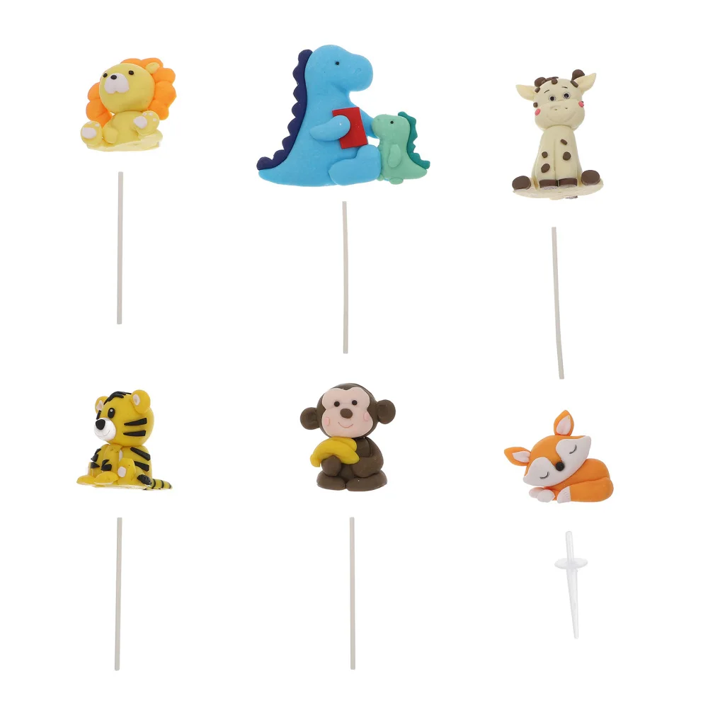 

6 шт. прекрасные украшения для торта из полимерной глины, мини-топперы для торта (разные цвета)