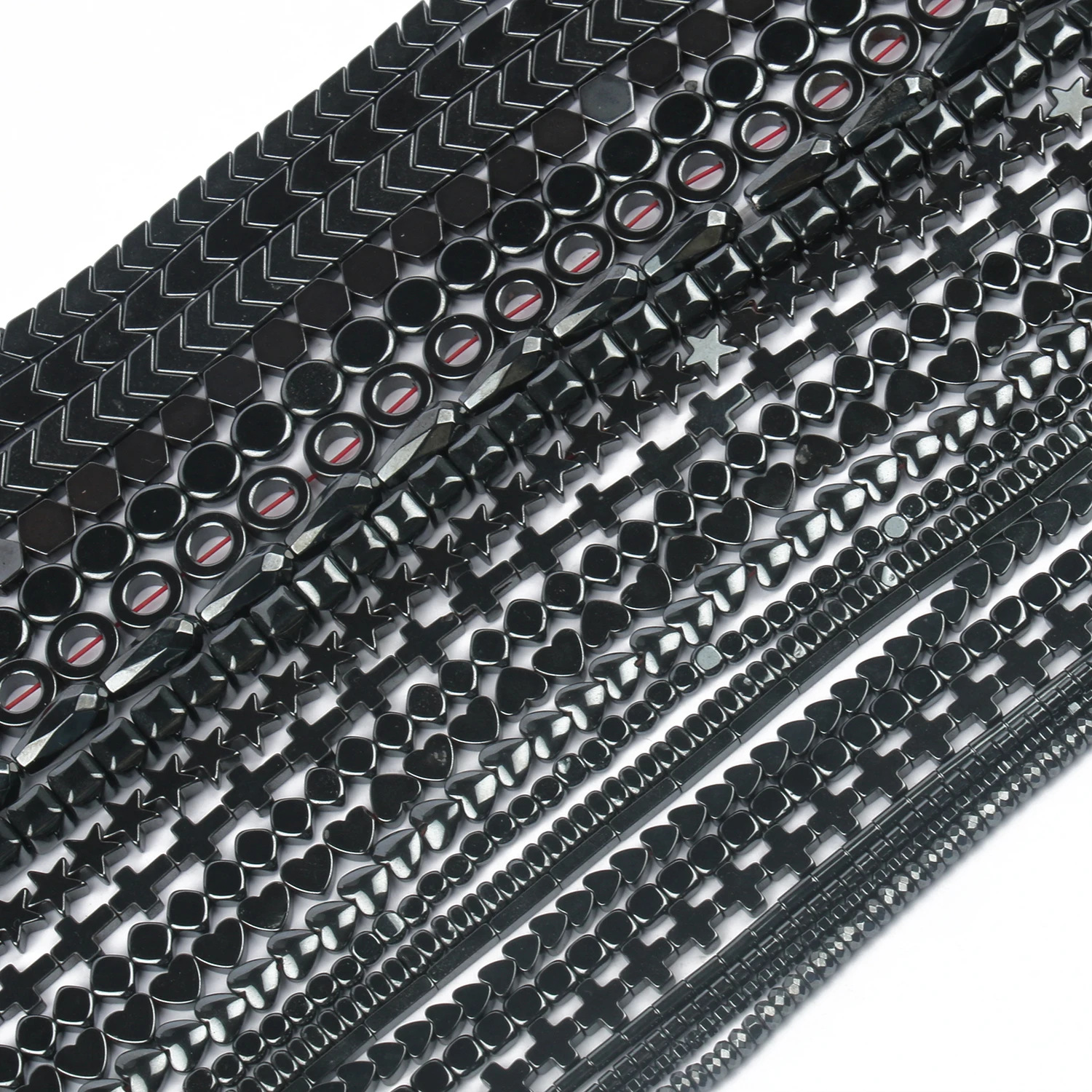 Бусины Из Гематита черные в форме сердца и звезд из натурального камня |