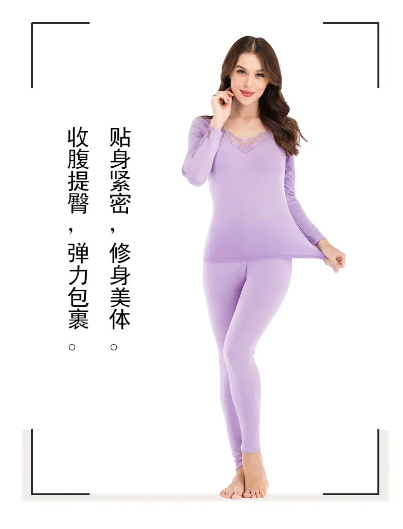 Осеннее сексуальное женское белье, кружевное термобелье, нижнее белье, наборы для женщин, длинный рукав, теплая Пижама, костюм, подштанники, боди
