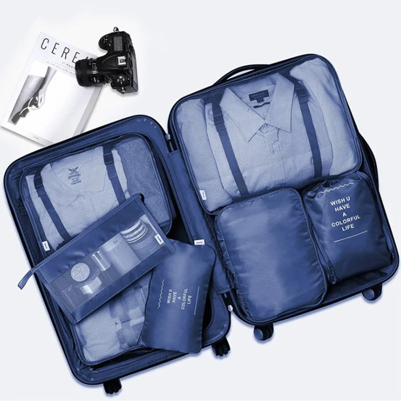 New 8Pcs/set Travel Bag Set For Packing Cube Shoes Clothes Toiletry Organizer Pouch Divider Containe Travel Accessories Case