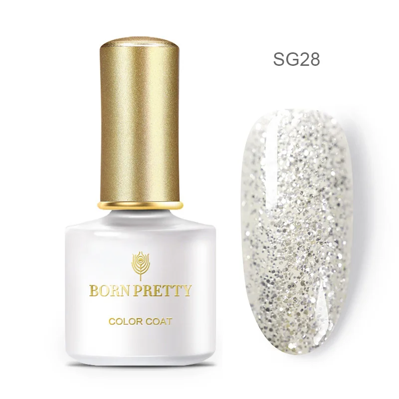 BP-SG28 Гель-лак для ногтей BORN PRETTY с блестящими блестками, 6 мл, глазирующий УФ-гель розового, золотого, серебряного цвета, сияющий, впитывающий УФ-Гель-лак для ногтей - Цвет: BP-SG28