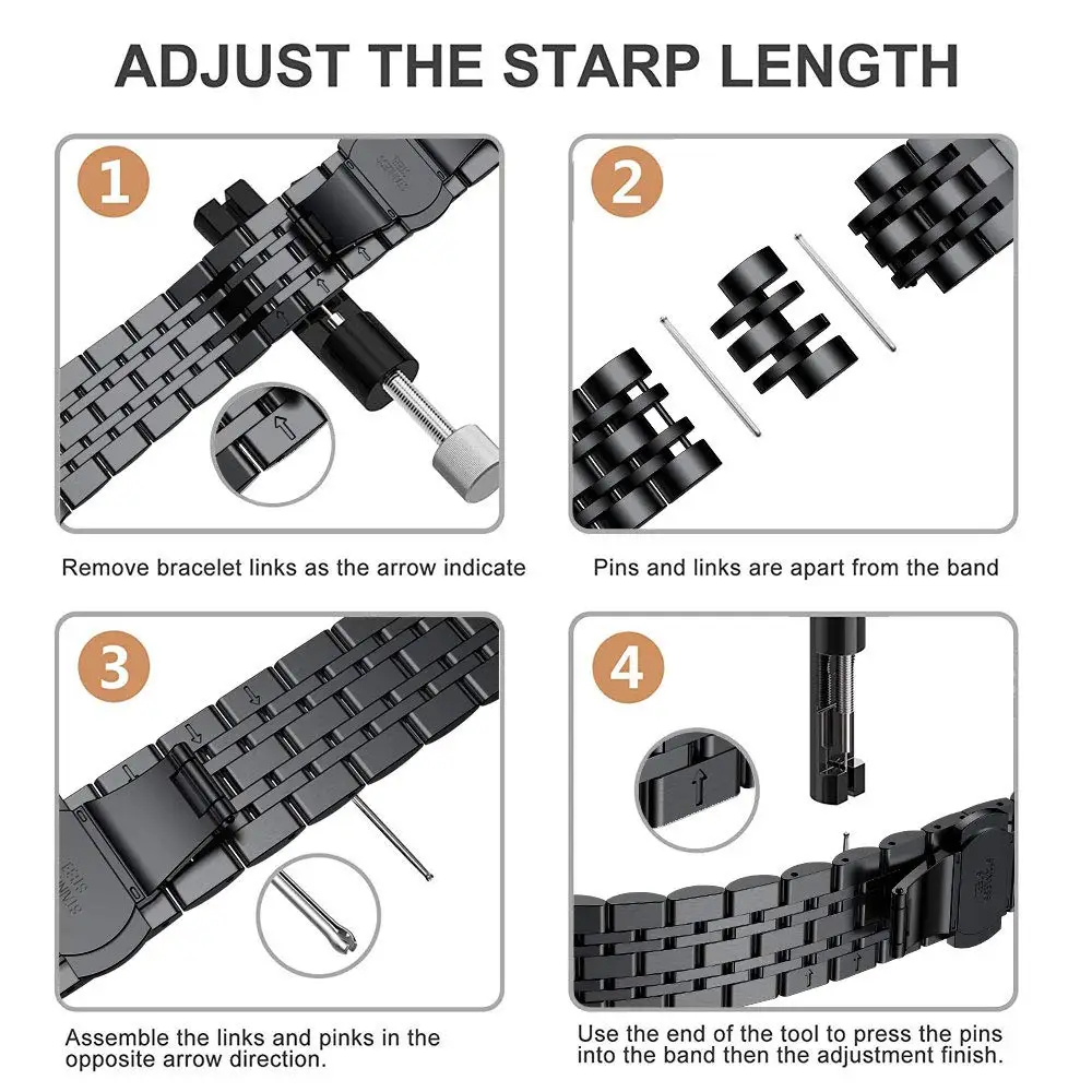 22m Bracelet for Samsung Galaxy watch 46mm 45mm quality stainless steel wristband strap metal band for Samsung Gear S3 Frontier