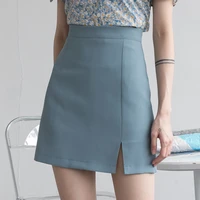 pearl diary college solid skirts summer autumn womens new slim a line short shirts high waist bag hip split skirts female new