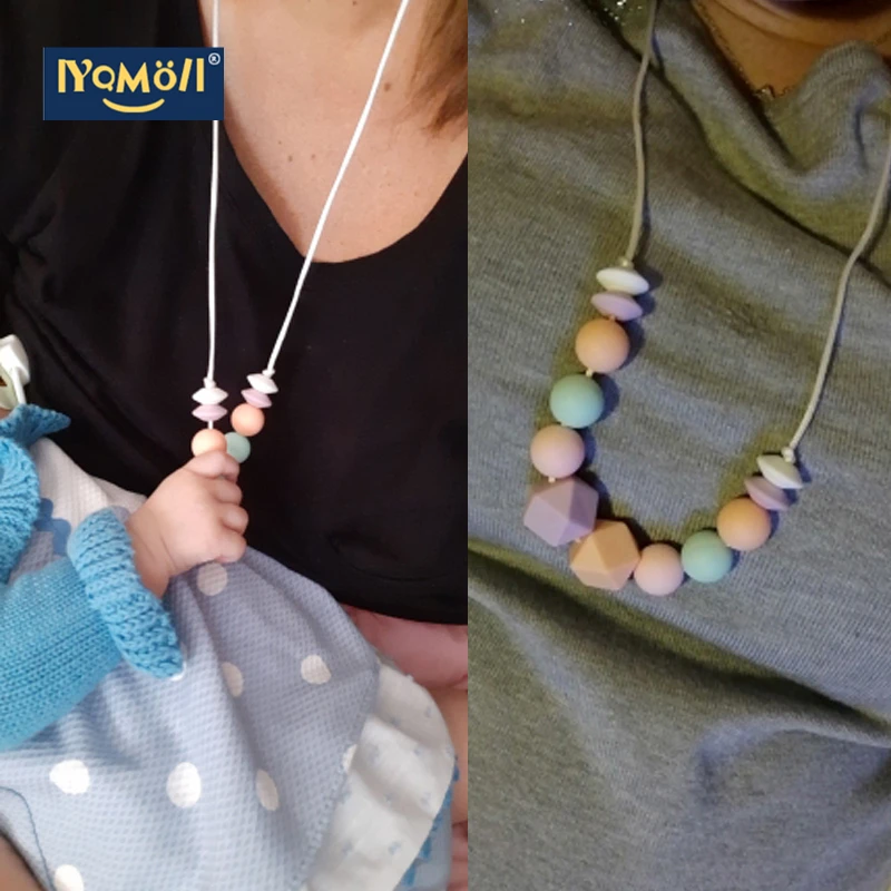 Младенческий ребенок/Грудное вскармливание женщин прорезывание зубов Ожерелье Настоящее Качество еды силиконовые бусы для ожерелья для жевательных кормящих детей Mordedor