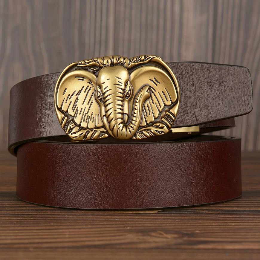 Прямая поставка мужские ремни из натуральной кожи с автоматической пряжкой для