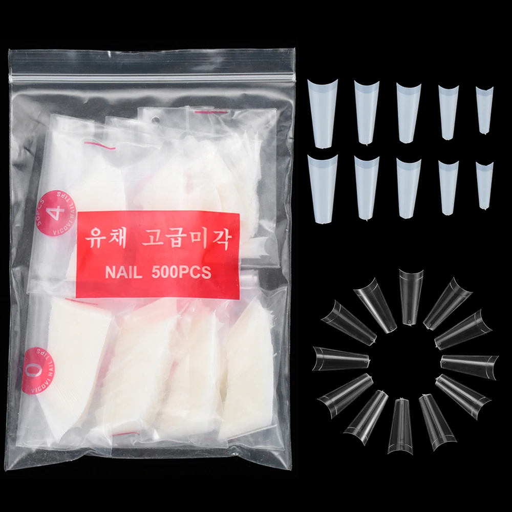 100/500 шт./пакет 10 размеров балетки накладные ногти французский гроб и изображением