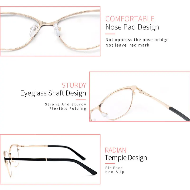 

LUCIDIE Vintage Female Cat Eye Anti Blue Ray Glasses Frame Fashion Computer Eyewear Metal Spectacles Women Oversized Eyeglasses