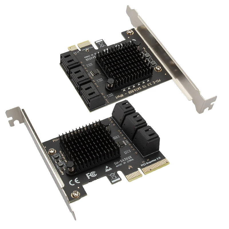

SATA PCIe Adapter 6 Ports SATA III to PCI Express 3.0 X1 Controller Expansion Card 3.0 X4 Expansion Card