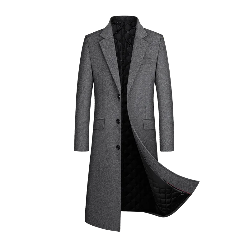 

men's windbreaker, slimmed-down knee-length wool coat, thickened coat,wool content 30%,Autumn and winter new wool coat