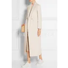 Женское двубортное кашемировое пальто, элегантная винтажная белая Длинная шерстяная куртка, зима 2022