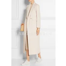 Женское двубортное кашемировое пальто, элегантная винтажная белая Длинная шерстяная куртка, зима 2022