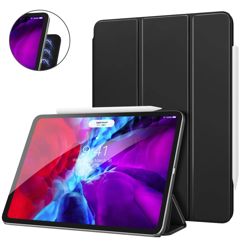 

Smart Folio Case For iPad Pro 12.9 2020 4th Generation[Support Magnetically Attach Charge/Pair] Slim Lightweight Smart Shell