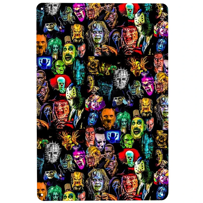 

Horror film legends printed Metal Signs Retro Tin Signs Funny Poster Decor for Bar Pub Club Decoration for Living Room Home