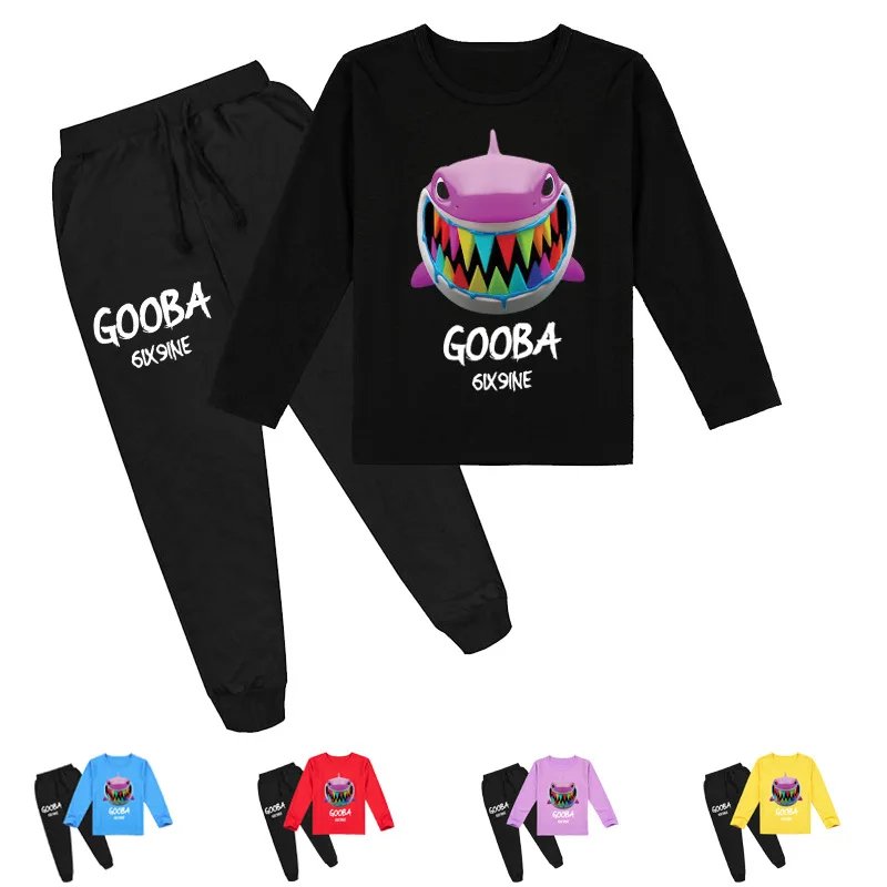 

Rapper 6IX9INE GOOBA T-shirt+Pant 2pcs Clothing Set for Baby Girls Sport Suit Autumn Teenager Boys Christmas Costume Outfits