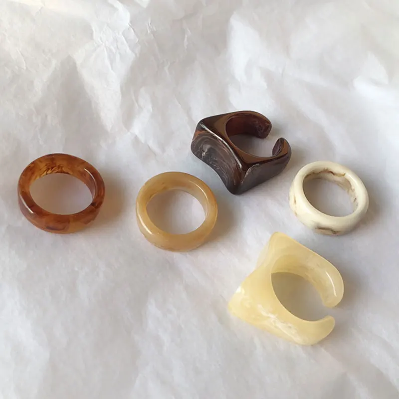 2020 Новое винтажное модное кольцо из смолы с рисунком квадратное крутое ветра