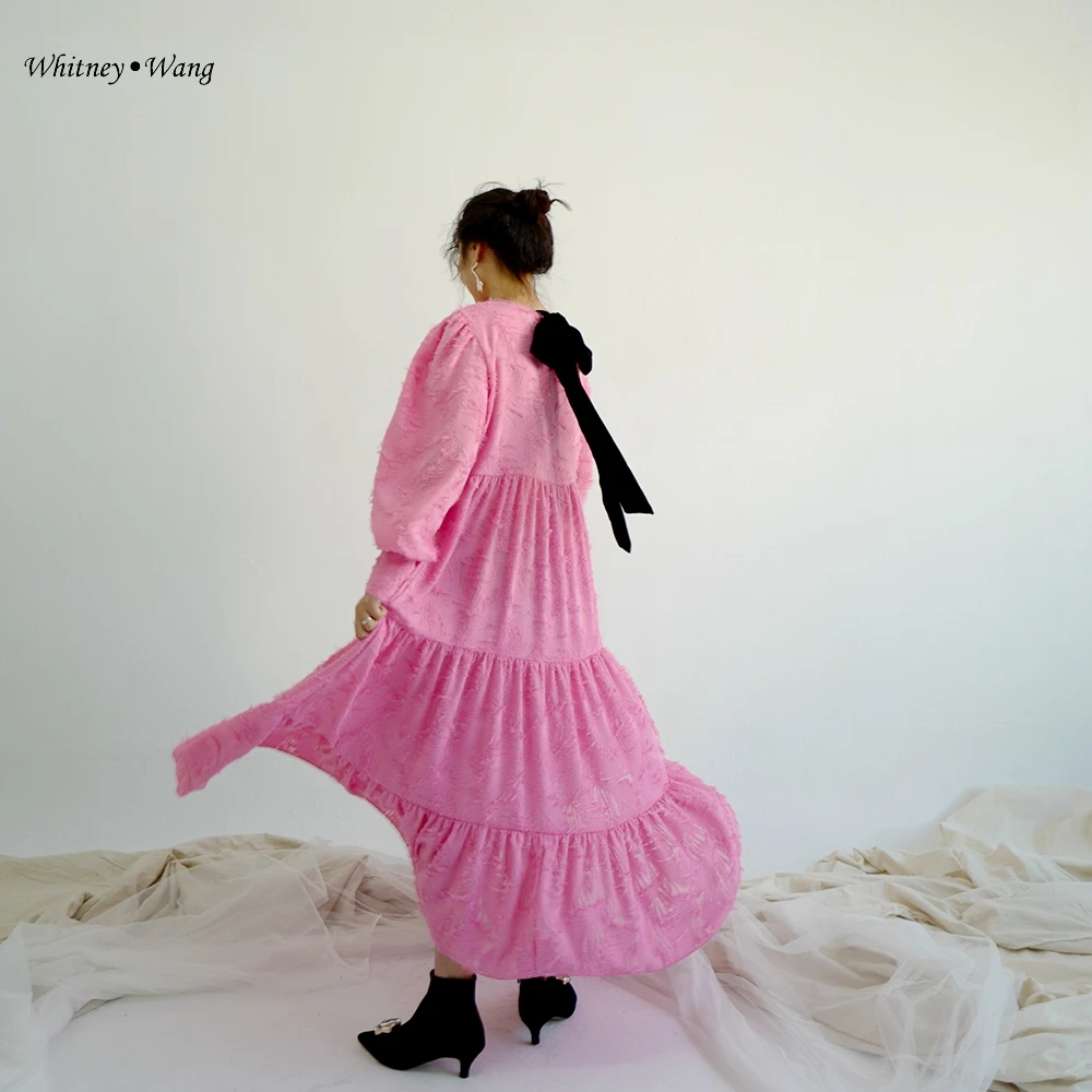 Длинное платье с бантом на спине и лентами в Корейском стиле|Женские платья| |