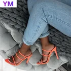 Шлепанцы женские летние с острым носком, уличные сандалии на каблуке, с эластичным ремешком, Классическая обувь для вечерние, большие размеры 42, 4 цвета