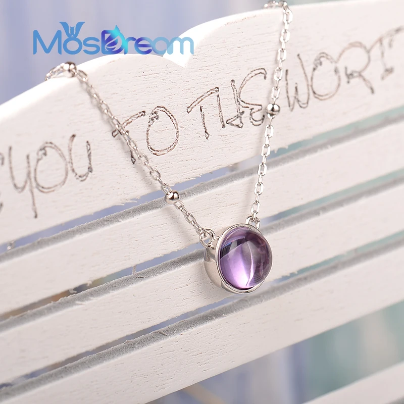 ITSMOS 100% ожерелье из натурального аметиста S925 стерлингового серебра простые милые