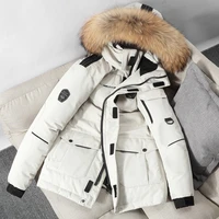 30 degrees winter mens down parka with big real fur collar warm down coat casual thick winter waterproof down jacket size 3xl