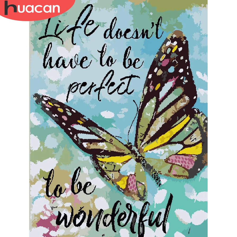 

HUACAN Раскраска по номерам бабочки животные рисование на холсте Ручная роспись искусство подарок DIY картинки по номерам наборы домашний деко...