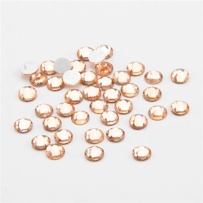 HONEY PEACH Стразы высшего качества без горячей фиксации, SS3-SS40, все размеры AB/прозрачные разноцветные стеклянные хрустальные камни для украшения одежды - Цвет: HONEY PEACH