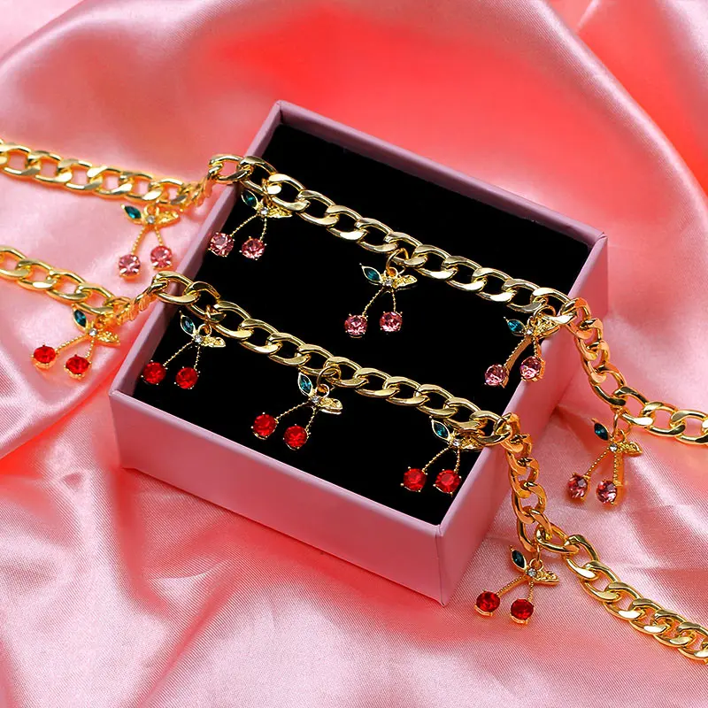 Ожерелье JJFOUCS с подвеской в виде вишни женское массивное кубинское панцирное