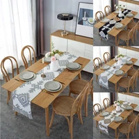 nordic cotton linen table runner tassel tablecloth dining minimalist check pattern home wedding living room table decoration