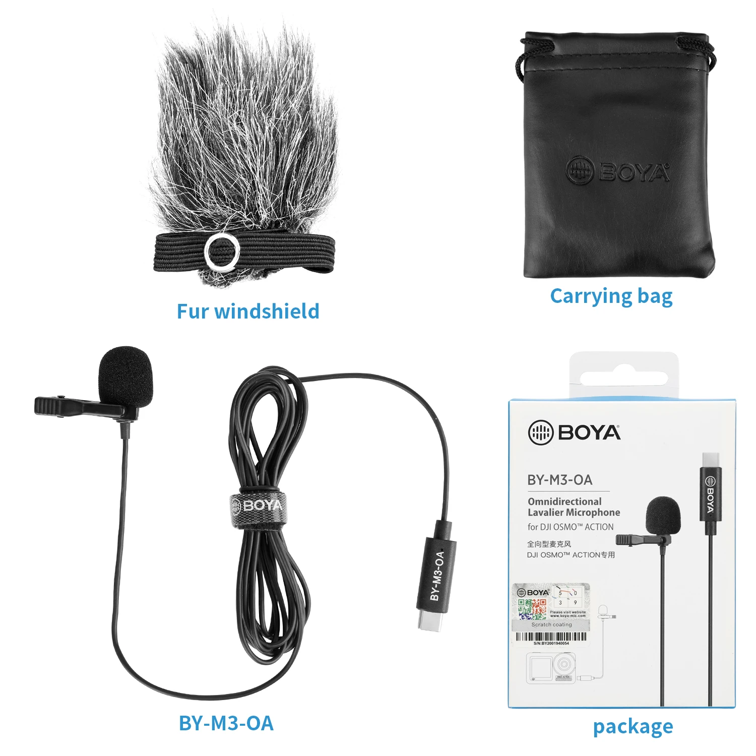 

2 Meters Cable BY-M3-OA Omnidirectional Lavalier Microphone for the DJI OSMO ACTION