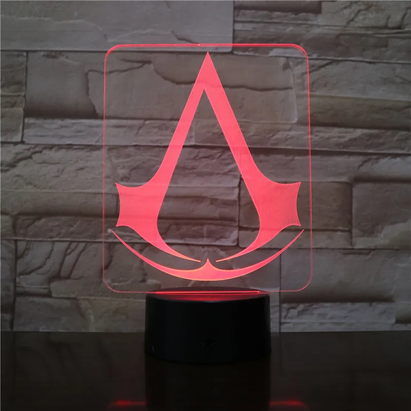 Assassins Creed, игровой дизайн, 3d светодиодный Ночной светильник, подарок для детей, декор для спальни, меняющий цвета, для кабинета, Ночной светильник, лампа, Прямая поставка