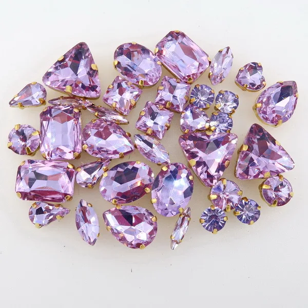 A18 Violet 50 шт./пакет формы с золотым коготь Установка ясный и желейные конфеты стеклянные стразы цвета Кристалл пришить стразы торжественное платье, обуви, сумок и diy кружевной отделкой - Цвет: A18 Violet