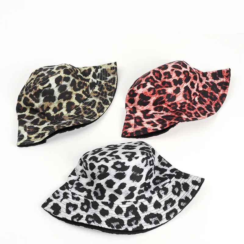 

Cotton Leopard Print Bucket Hat Fisherman Hat Outdoor Travel Hat Sun Cap Hats for Men and Women 328