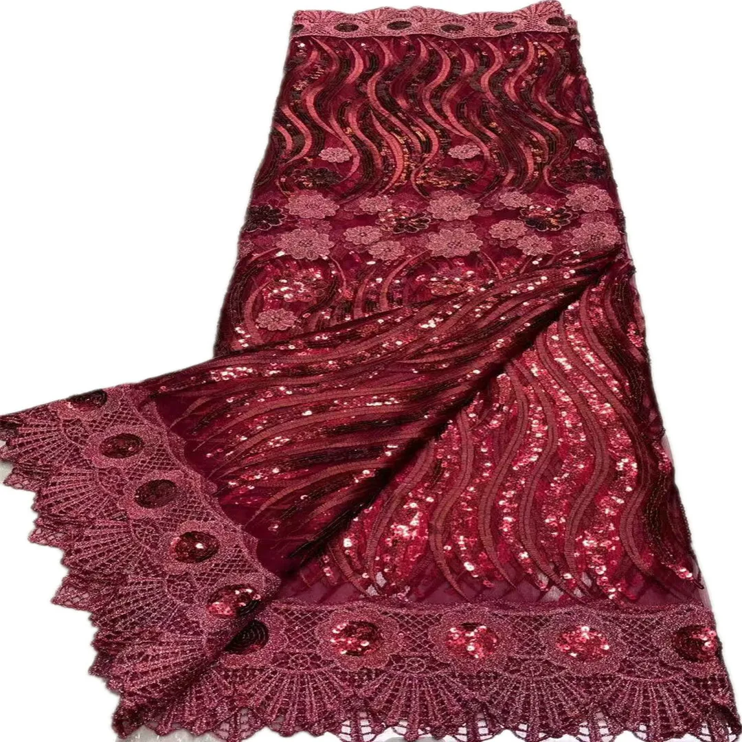 

Nigerian Sequins Net Lace Embroidered France Cord Fabric 2021 High Quality African Lace For Party Dress Popular Dubai Style