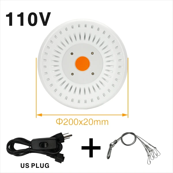 110V US plug 50 Вт Светодиодный светильник для выращивания растений 220 В 110 в панель полного спектра Фито свет IP67 водонепроницаемый 360 градусов тепловыделение для роста сеялки - Испускаемый цвет: 110V US plug