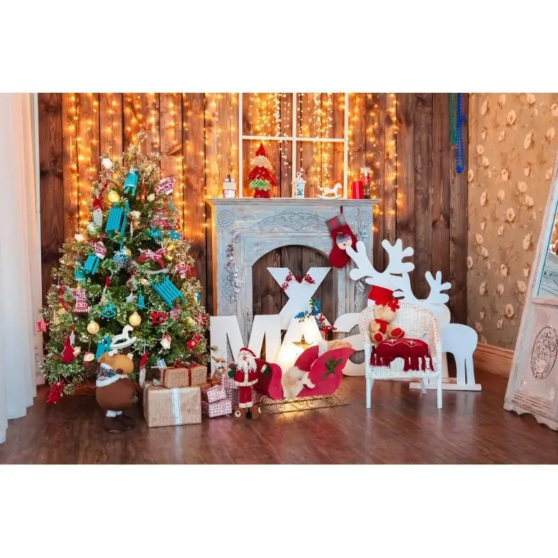 

Christmas Party Photocall Window Snow Bear Photography Backdrops Personalized Photographic Backgrounds For Photo Studio