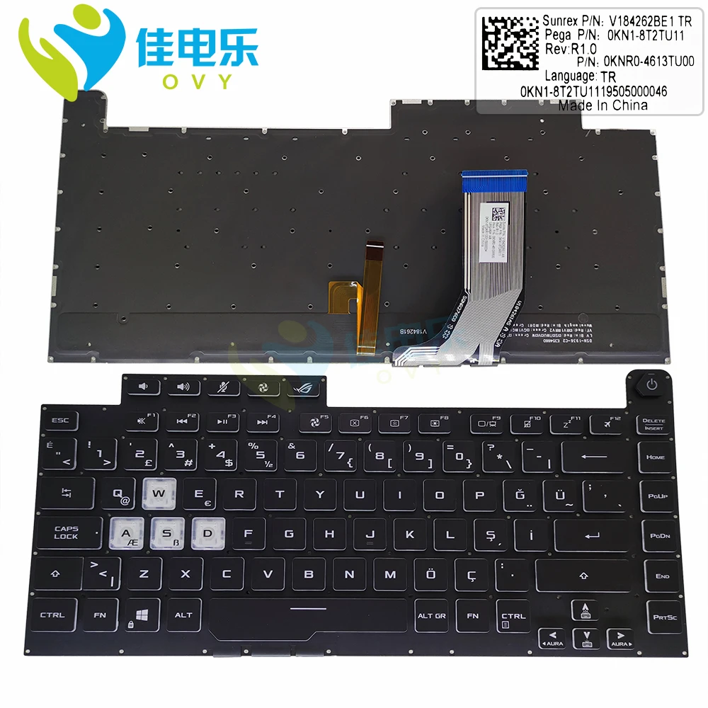 G531 G512 Croatian RGB backlit laptop keyboard for ASUS ROG Strix G G531GU G531GW G512LI G512LW keyboards backlight V184262BE1