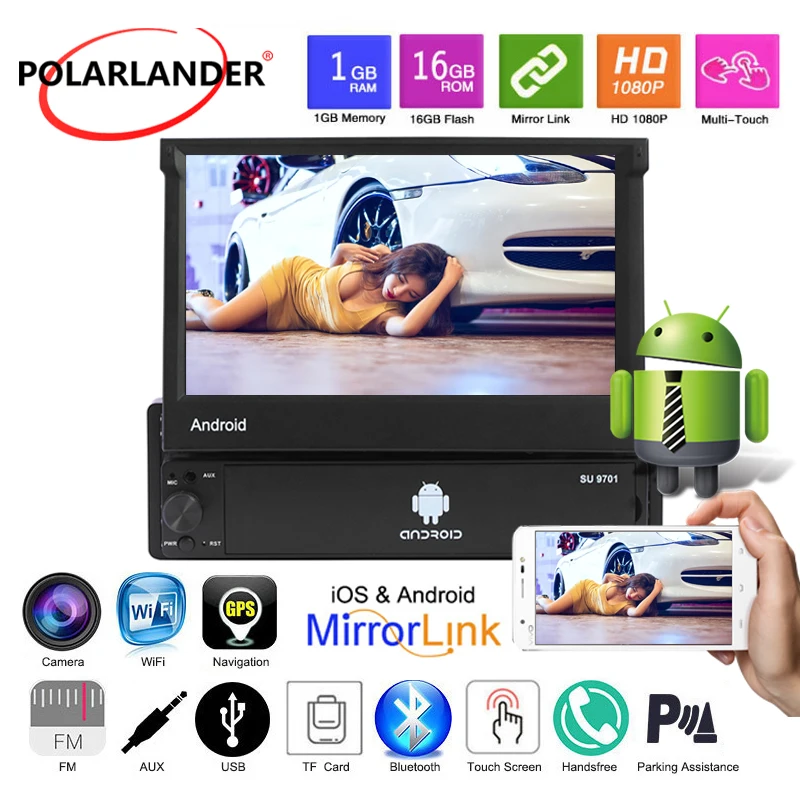 Автомобильный радиоприемник MP5 HD Mirror Link GPS 7 дюймов WIFI Bluetooth 1din FM выдвижной экран