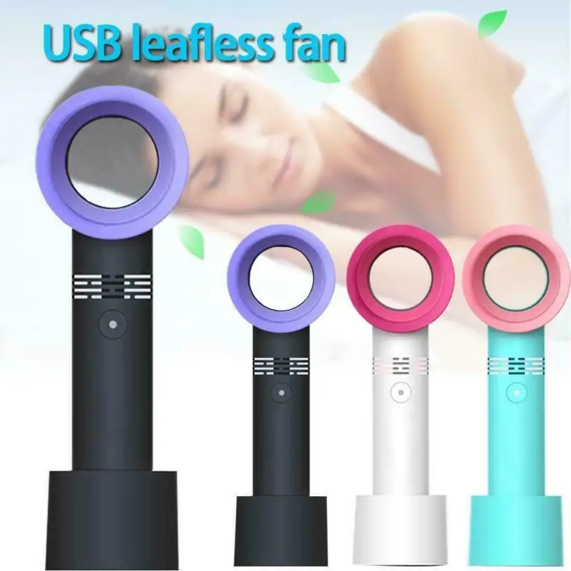 Портативный ручной охладитель без лопастей мини-USB листьев удобный вентилятор 360