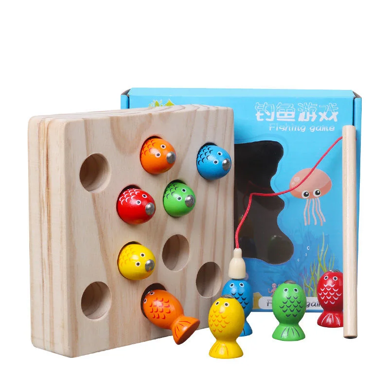 Детские деревянные игрушки Магнитные игры рыбалка игрушка игра Дети 3D Рыба