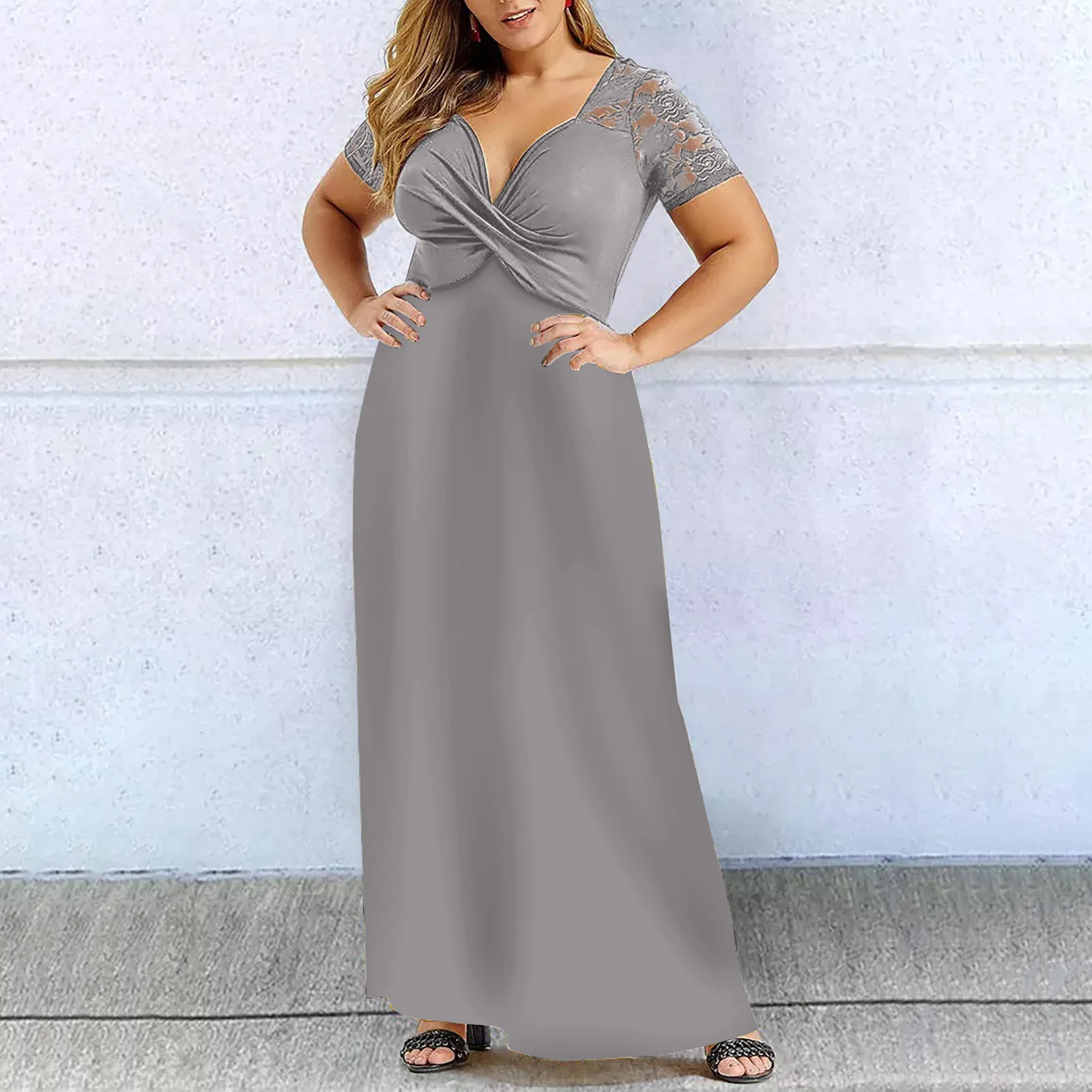 Женское длинное кружевное платье элегантное вечернее большого размера s размеры
