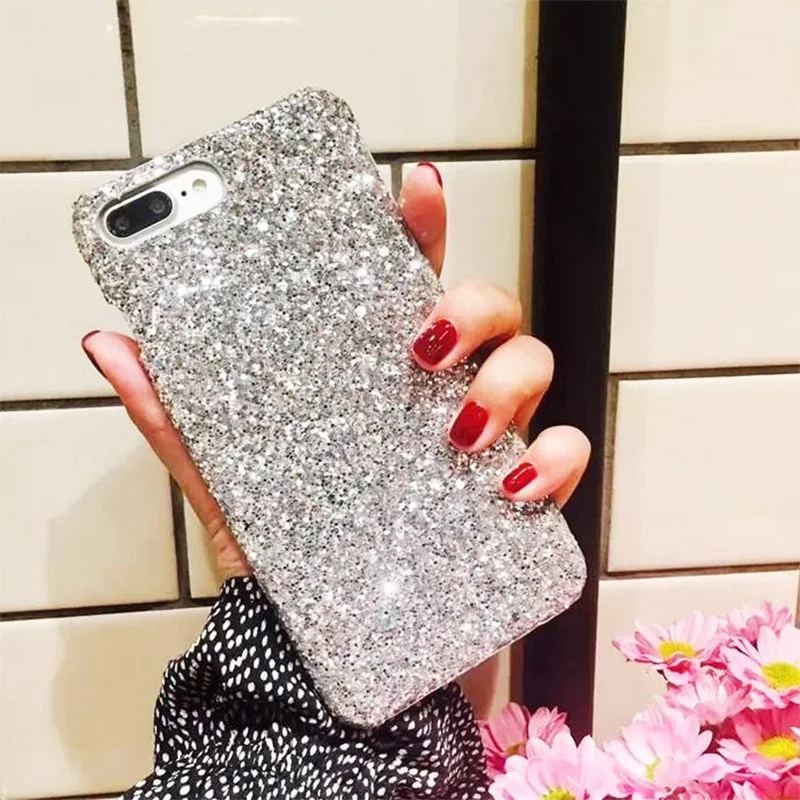 Чехол с блестками и роскошным рисунком для Apple iPhone 6 6s 8 7 Plus XR 10 X XS Max мягкий